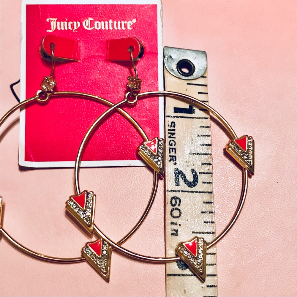 💗 JUICY COUTURE CORAL➕GOLD-TONE HOOP EARRINGS💗 - Picture 6 of 8